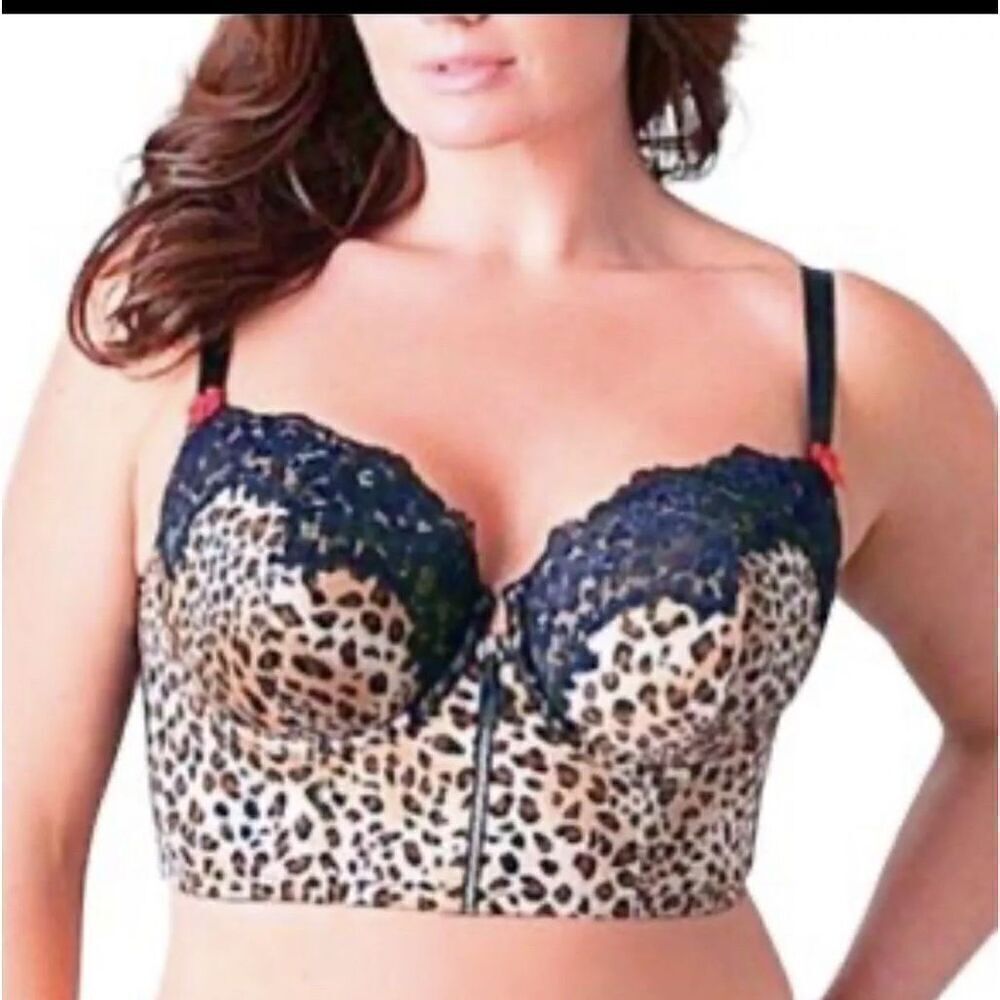 Women's Cacique Intimates Zipper cheetah Print Balconette 44DD Bra